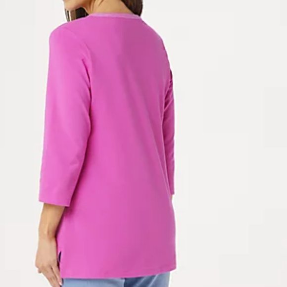 Denim &Co Essentials Perfect Jersey 3/4-Sleeve Top - Picture 2 of 2